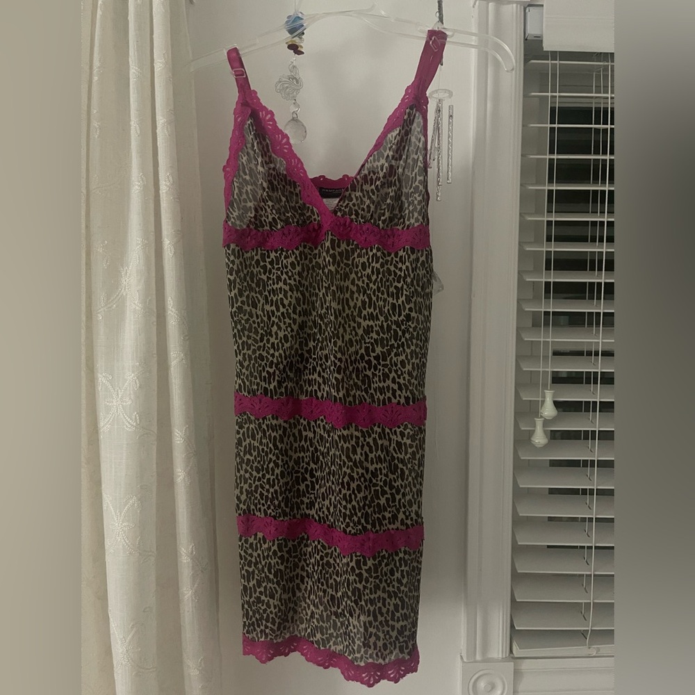 Vintage Rampage Animal Print and Fuchsia Lace Dress